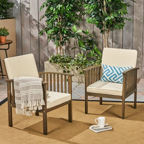 Outdoor Chairs (2) - Stylish And Furniture Wood ( Of 2) Seat Dimensions: 21" X 20.5" 25