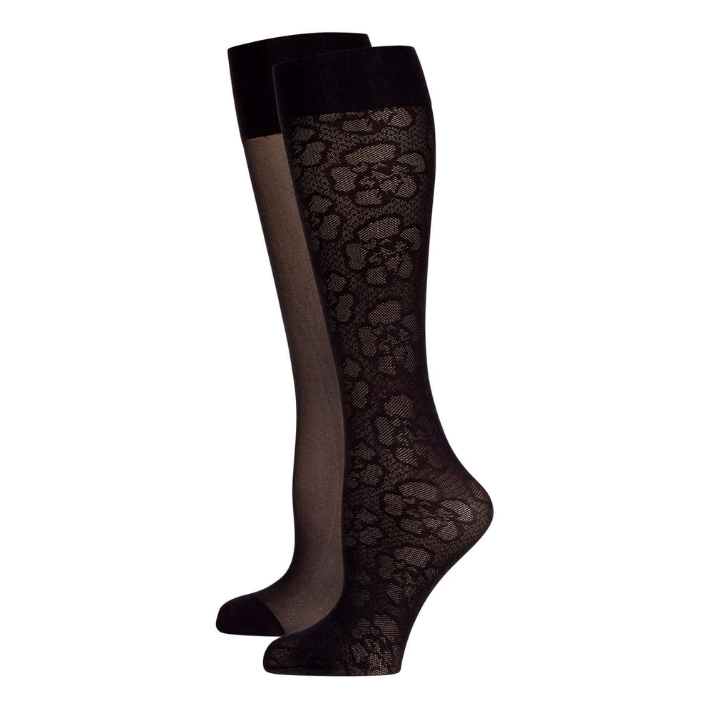 PEDS Ladies Multi Flower Petal and Shimmer Trouser Socks, 2 Pairs
