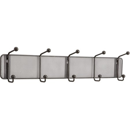 

Safco Onyx Mesh Wall Rack 5 Hook Black 5 1/2 H x 26 3/4 W x 3 D 6403BL