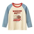thumbnail image 2 of Children's Shoulder Insertion Long Sleeved T-shirt Girls Base Shirt (2-10Y) - Weekend Happy Bunny Print Raglan Top for Comfortable Wear, Limited Time Offer Under 10 Dollars, 2 of 6
