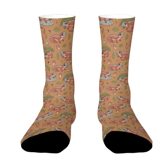 FabriLora Mushroom Cute Blue Tongue Skink Funny Novelty Crew Socks for Women Men Sports