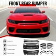 thumbnail image 2 of Ikon Motorsports Front & Rear Bumper Cover, Compatible with 2015-2023 Dodge Charger, Widebody Style Unpainted Black PP Replacement Bumper Conversion with Fender Flares, Side Skirts and Diffuser Lip, 2 of 7