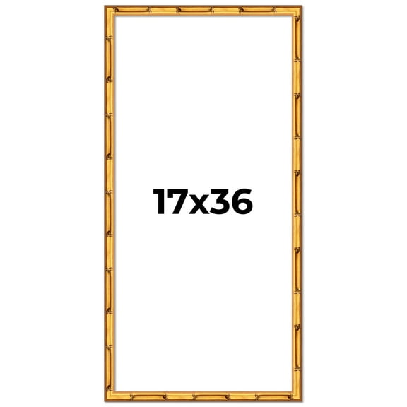 17x36 Frame Gold Bamboo Picture Frame - Complete Modern Photo Frame Includes UV Acrylic Shatter