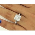 thumbnail image 3 of HeartsAndYou 5ct Asscher Moissanite Trilogy Solitaire Ring 18k White Gold over Silver Baguette Accents, 3 of 6