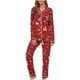thumbnail image 2 of Puntoco Pijama de mujer con cuello en V y manga larga con estampado navideño para otoño e invierno, 2 of 5