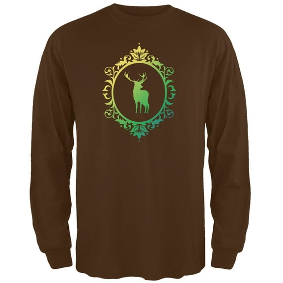 Deer Silhouette Brown Adult Long Sleeve T-Shirt - Medium