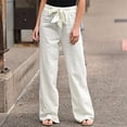 thumbnail image 2 of Pants Loose Solid Color Lace Up Elastic Waist Wide Leg Trousers Straight Sweatpants, 2 of 6