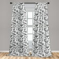 thumbnail image 5 of Ambesonne Ocean Curtains, Sketchy Seafood Pattern, Pair of 28"x84", Black and White, 5 of 5