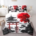 thumbnail image 1 of Erosebridal Japanese-Style Bed in a Bag Full size, Red Maple Tree Bed Set, Watercolor Ink Decor, Reversible 7pcs, 1 of 5