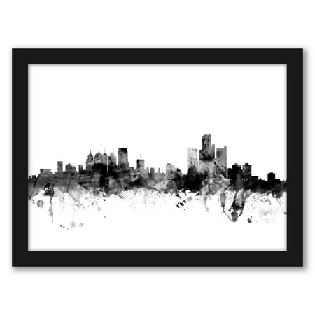 

Americanflat Detroit Michigan Skyline New 1 by Michael Tompsett Black Frame Wall Art