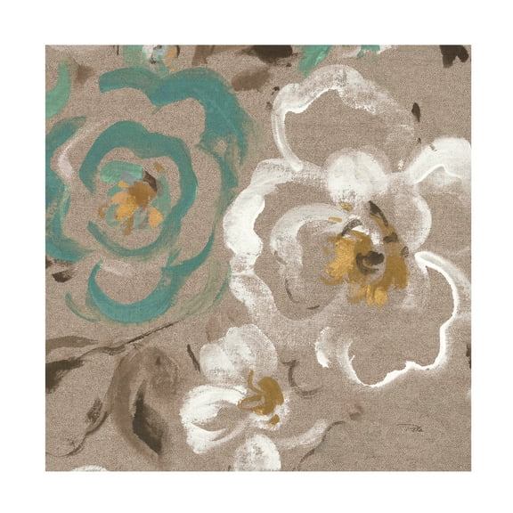 Trademark Fine Art 'Brushed Petals III Teal' Canvas Art by Pela
