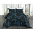 thumbnail image 2 of Ambesonne Tropical Quilted Coverlet 3 Pcs, Jungle Boho Phoenix Palm, Queen Size, Charcoal Grey Azure Blue, 2 of 4