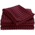 thumbnail image 2 of Soft Embossed Dobby Stripe Sheet Set 100% Brushed Microfiber, 15" Deep Sheet Set, Bedding Availble in Twin, Full, King, Queen (Full, Burgundy), 2 of 2