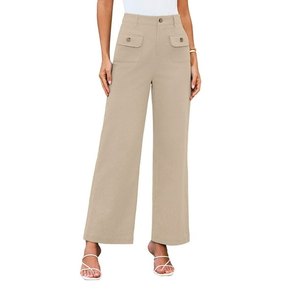 Women's High Waist Wide Leg Stretch Pants, Comfortable Elastic Waist, Tailored Fit, and Flattering for Office
