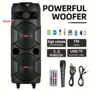 Portable Wireless PA Speaker System - Built In Rechargeable 1800mAh Battery Outdoor Wireless Party Speaker Portable PA System W/ Subwoofer, Wired Micphone, Party Lights, USB/AUX/FM Radio DJ