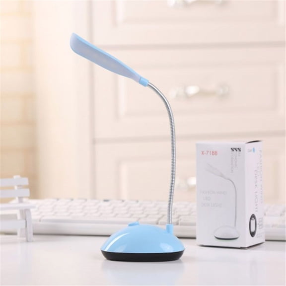 SeekLGT Gooseneck Desk Lamp Small Table Reading Lamp Flexible Eye-Friendly Portable Night Light for Study Dorm Bedroom Office, Battery Powered, Compact Design