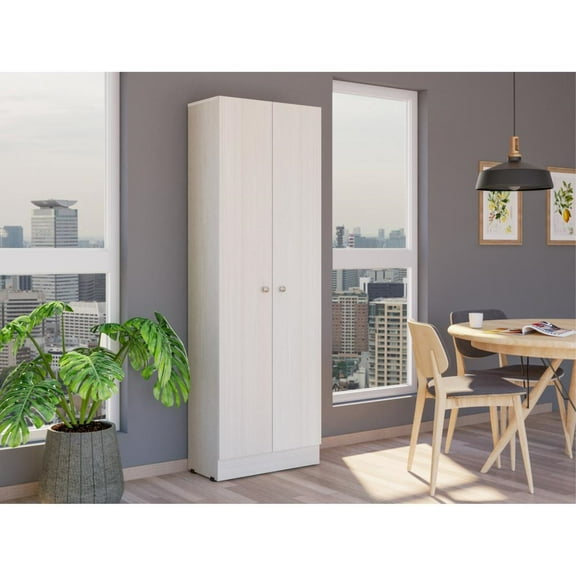 Depot E-Shop DE-ALN5531 Dakari Multistorage Double Door Cabinet, White Washed Oak