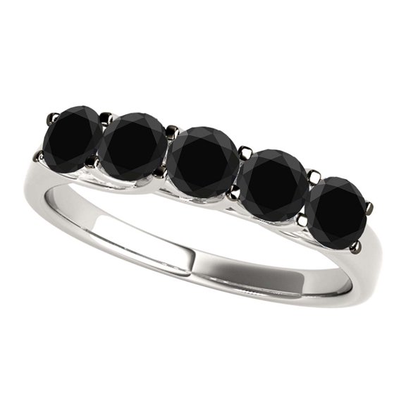 Mauli Jewels Engagement Rings for Women 1.00 Carat Five Stone Black Diamond Exquisite Women's Wedding Band Prong-Setting 14K Rose, White & Yellow Gold