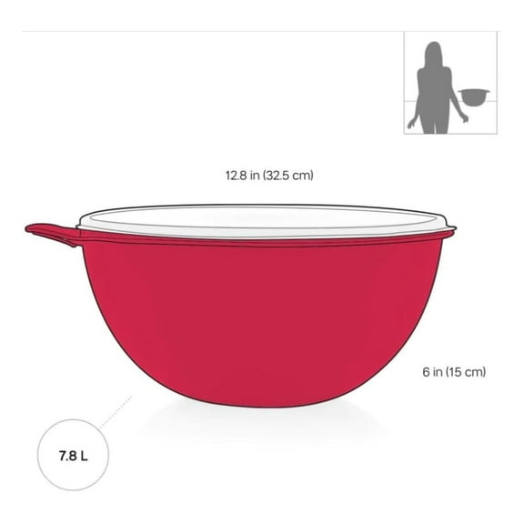 Tupperware Thatsa Bowl Mixing Bowl 32 Cups 7.8L Chili Red