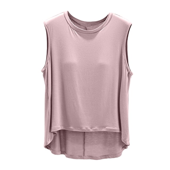 New Women’s Tank Tops with Built in Bras Loose Fits Breathable Sleeveless T-Shirt Comfy Casual Home Tops Red-a S