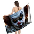 thumbnail image 4 of Payaso Pennywise Toalla de playa de secado rápido con diseño temático, regalo para mujeres y niñas, ideal para cumpleaños, fans, amantes de la música, uso en la playa o al aire libre, 78 × 180 cm, 4 of 6