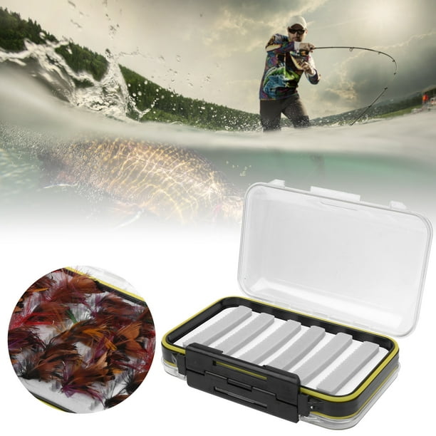 Mgaxyff Fly Fishing Lures Case,Fly Fishing Box ABS Two‑Sided Transparent  Lures Storage Case Fishing Gear Accessories,Two‑Sided Fly Fishing Box