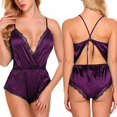 thumbnail image 6 of Lingerie for women Women Lace Satin Bodysuit Teddy Lingerie Backless Jumpsuit Underwear, 6 of 7