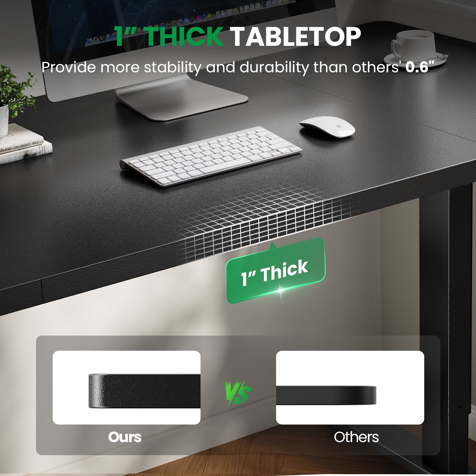 Standing Desk – 1" Thickened Desktop & Heavy-duty Frame, Adjustable Height Electric Desk With Memory Controller