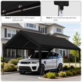 thumbnail image 6 of Pakunoda 10' X 20' Carport Canopy Replacement Cover, Portable Car Garage Shelter Party Top Tent with 34PC Ball Bungees, Black (Only Cover, Frame Not Included), 6 of 8