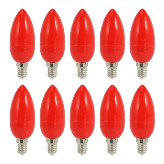 10X LED Candle Light Candle Light Bulbs Red Fortune Lamp God Lights Energy Saving Candle Lights,E14