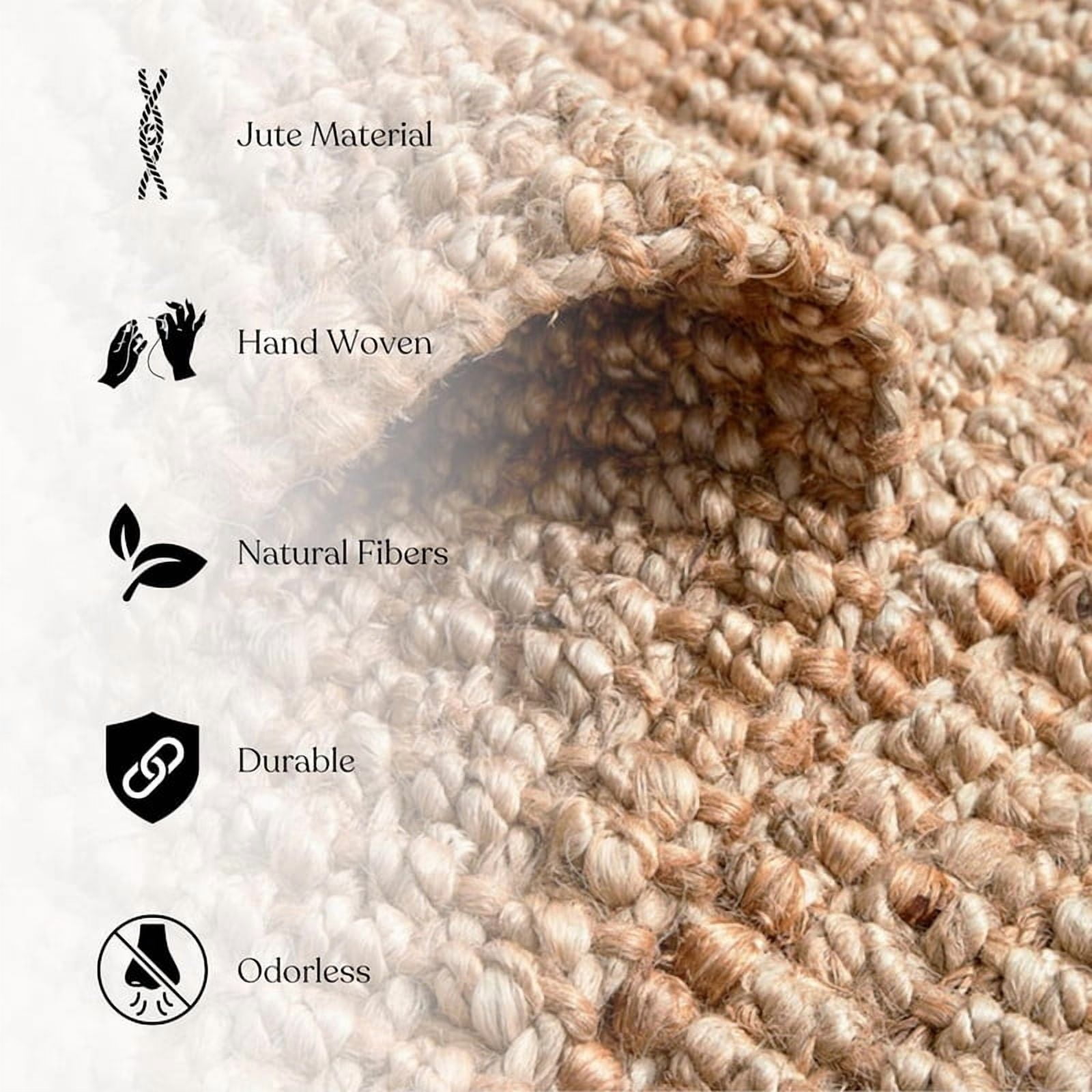 Delara Premium Handwoven 100% Jute Area Rug (2'.5" x 9'), Natural Fiber Boucle Design, 0.25" Thick – Durable Rug for Living Room, Bedroom & Entryway