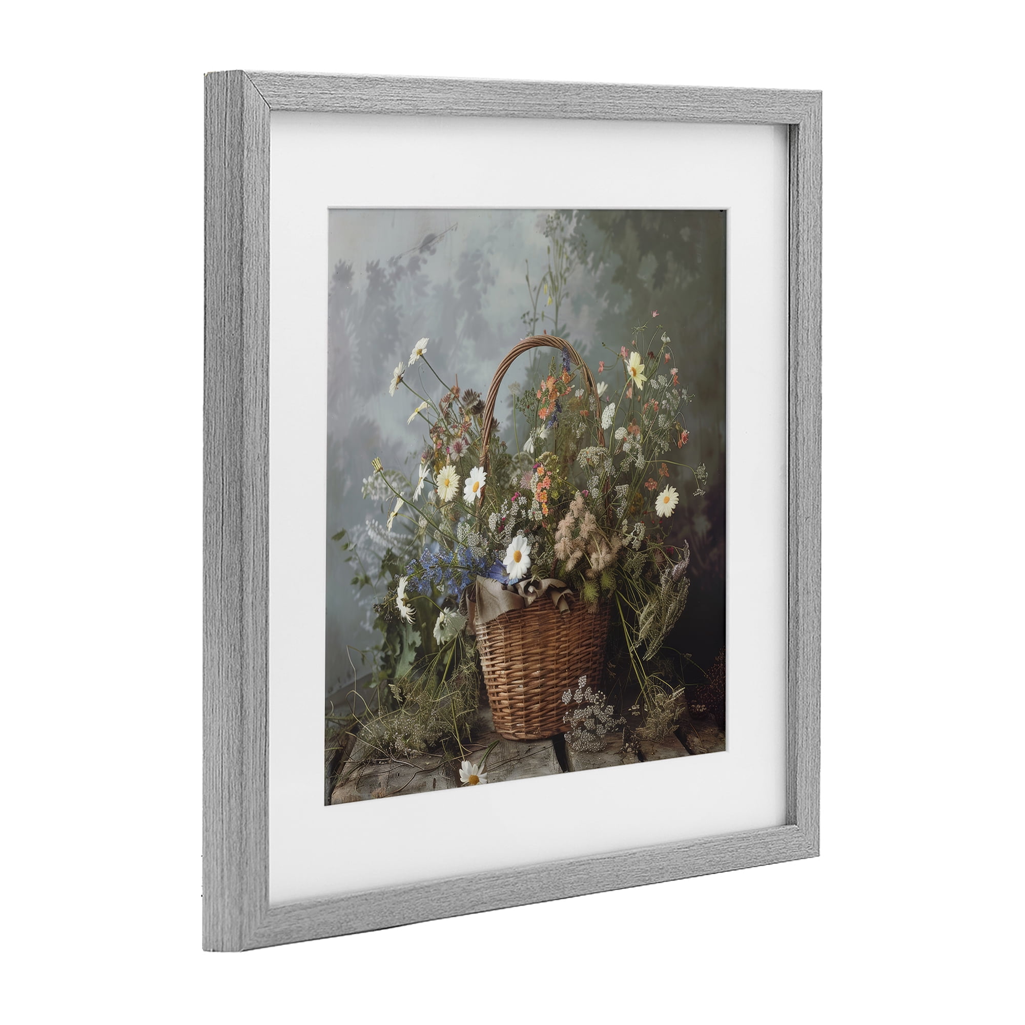 Stupell Industries Floral Basket Still Life Gray Framed Print Under Glass, design by Lazar Studio