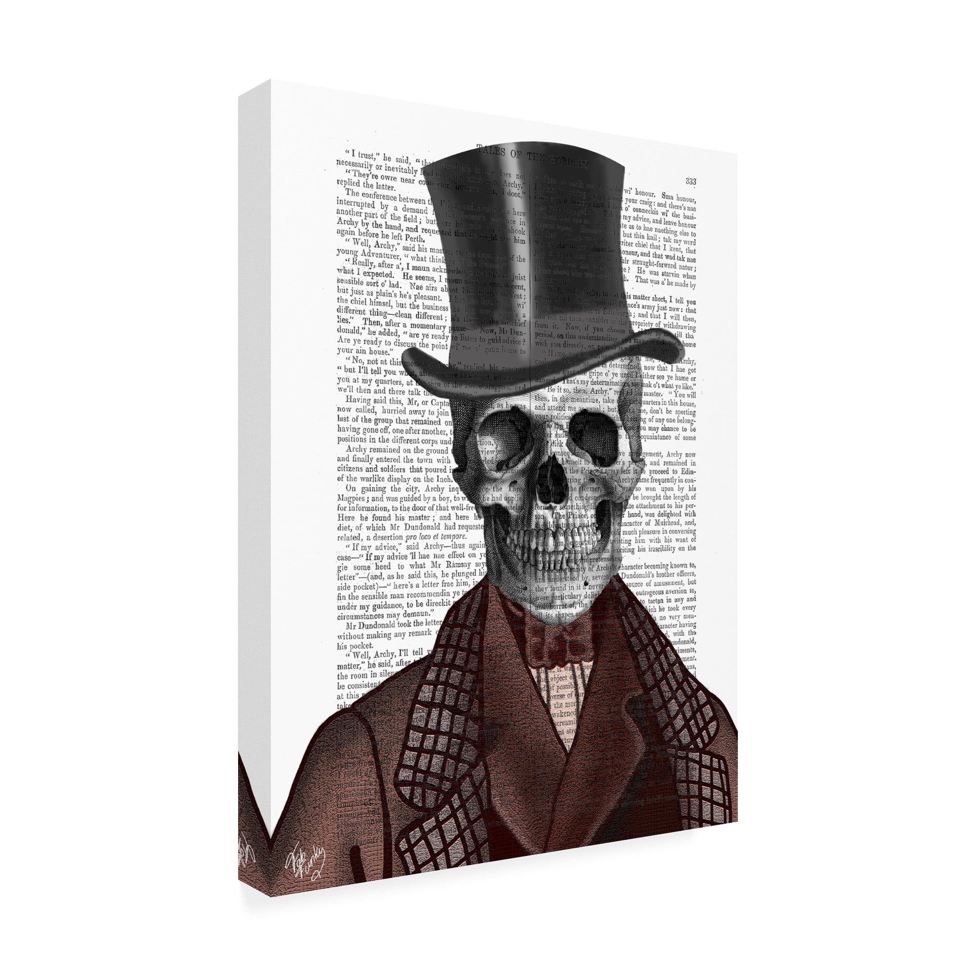 Trademark Fine Art 'Skeleton Gentleman And Top Hat' Canvas Art by Fab Funky