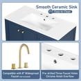 thumbnail image 6 of 36" Sturdy Modern Freestanding Vanity Cabinet, Modern Bathroom Cabinet with Soft Closing Door, Freestanding Vanity with Ceramic Sink for Bathroom, Blue, 6 of 9