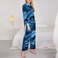 thumbnail image 3 of Salouo A Wolf Barks Out A Window Pattern Women's Pajamas Set Long Sleeve Button Down Sleepwear Soft Pj Lounge Sets for women 2 Piece Pjs Set with Long Pants-X-Large, 3 of 7