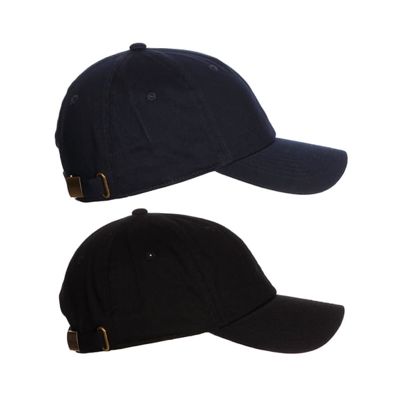 Diversity & Inclusion D&I Plain Dad Hat 100% Cotton Unstructured Hat Unisex Strap Cap - 2Pk - Black Navy