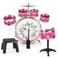 thumbnail image 4 of Best Choice Products 11-Piece Kids Starter Drum Set w/ Bass Drum, Tom Drums, Snare, Cymbal, Stool, Drumsticks - Pink, 4 of 7