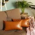 thumbnail image 3 of Mike&Co New York Decorative Vegan Faux Leather Throw Pillows Set of 2 Brown 12x20, 3 of 6