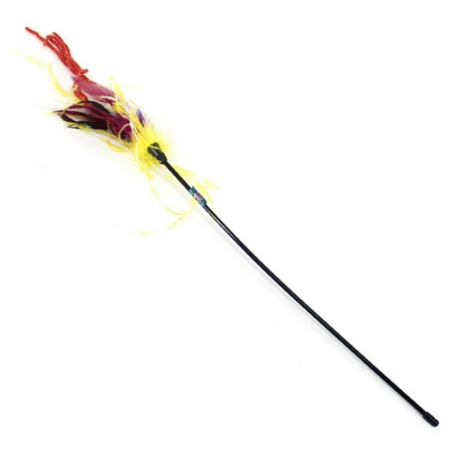 Cat Wand Faux Feather - Interactive Bell Kitten Teaser Toy Pet Pole Wand for Cat