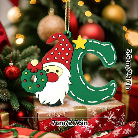 HomeDM Christmas Ornaments 26 Letter Hanging Pendant Window Decor 2D Flat Acrylic Xmas Letters for Christmas Tree Decoration Christmas Letters Gifts Holiday Party Decor 7cm/2.75" (C)