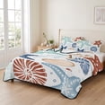 thumbnail image 2 of Twin Quilt Set 68''x86'', Teal Blue Brown Starfish Coastal Lightweight Bedspread Coverlet Set with 2 Pillow Shams, Summer Beach Nautical Coral Sea Breathable All Season Quilt Bedding for Dorm/Bedroom, 2 of 9
