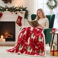 thumbnail image 5 of AMARHH Reversible Christmas Plush Throw Blanket, Soft Sherpa Fleece Holiday Print Fleece Blanket, Cozy Couch Bedroom Winter Holiday Decor, 5 of 6