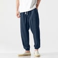 thumbnail image 2 of Pantalones de Hombre Cintura Elástica Color Sólido Doble Bolsillo Casual Cónico Pantalones de Longitud Completa con Cintura Elástica, 2 of 8
