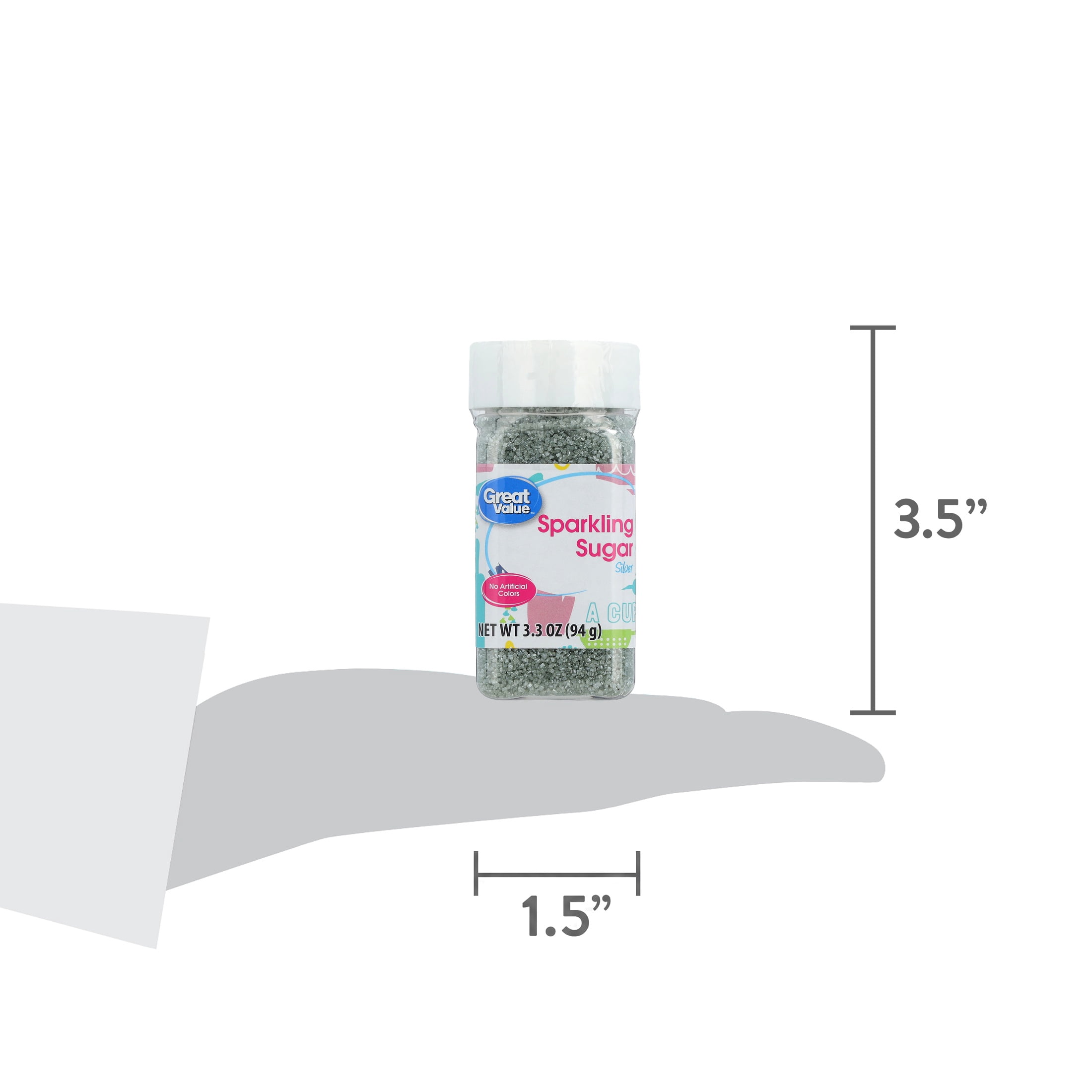 Great Value Sanding Sugar, Silver, 3.3 oz