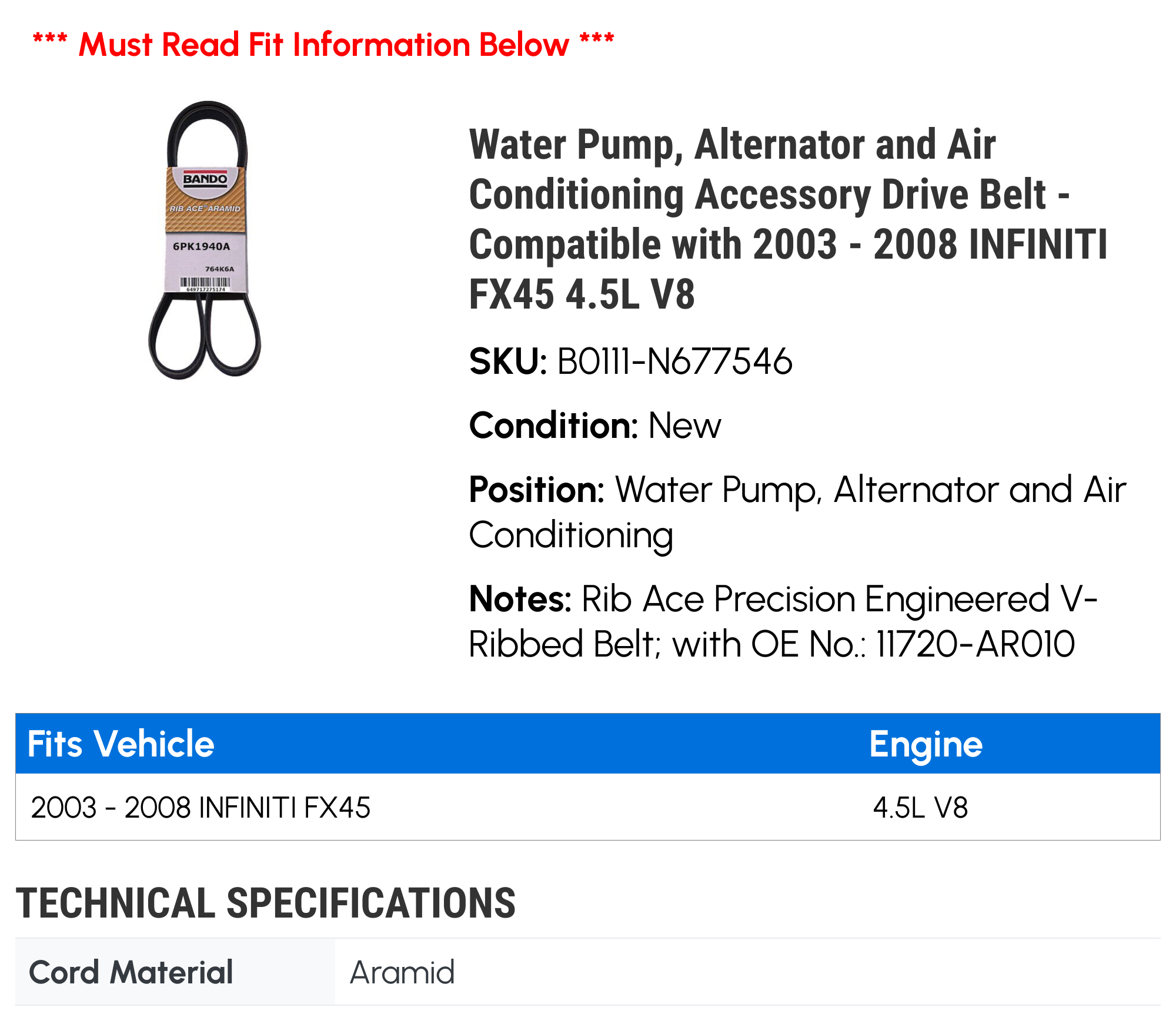 Water Pump, Alternator and Air Conditioning Accessory Drive