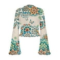 thumbnail image 7 of SCRAWLGOD Boho Mandala Butterfly Women Bell Sleeve Tops Size L Casual Bell Sleeve Lettuce Trim Tops Lightweight Mock Neck Blouse Cropped Long Sleeve Slim Tops, 7 of 7