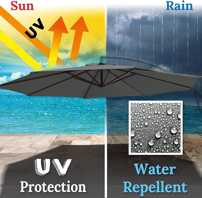 ALUVIERA Replacement Umbrella Canopy for 10ft 8 ribs Cantilever Hanging Umbrella (Canopy Only)
