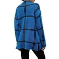 thumbnail image 4 of Suéter de Punto A Cuadros para Mujer, Estilo Casual de Otoño/Invierno, Cuello Alto, Suéter A Rayas, Tops Color Block. Azul Real M, 4 of 9