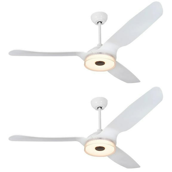 (Set of 2)60-inch Indoor/Outdoor Smart Ceiling Fan, Dimmable LED Light Kit & Remote Control, Works with A-lexa/Google Home/Siri