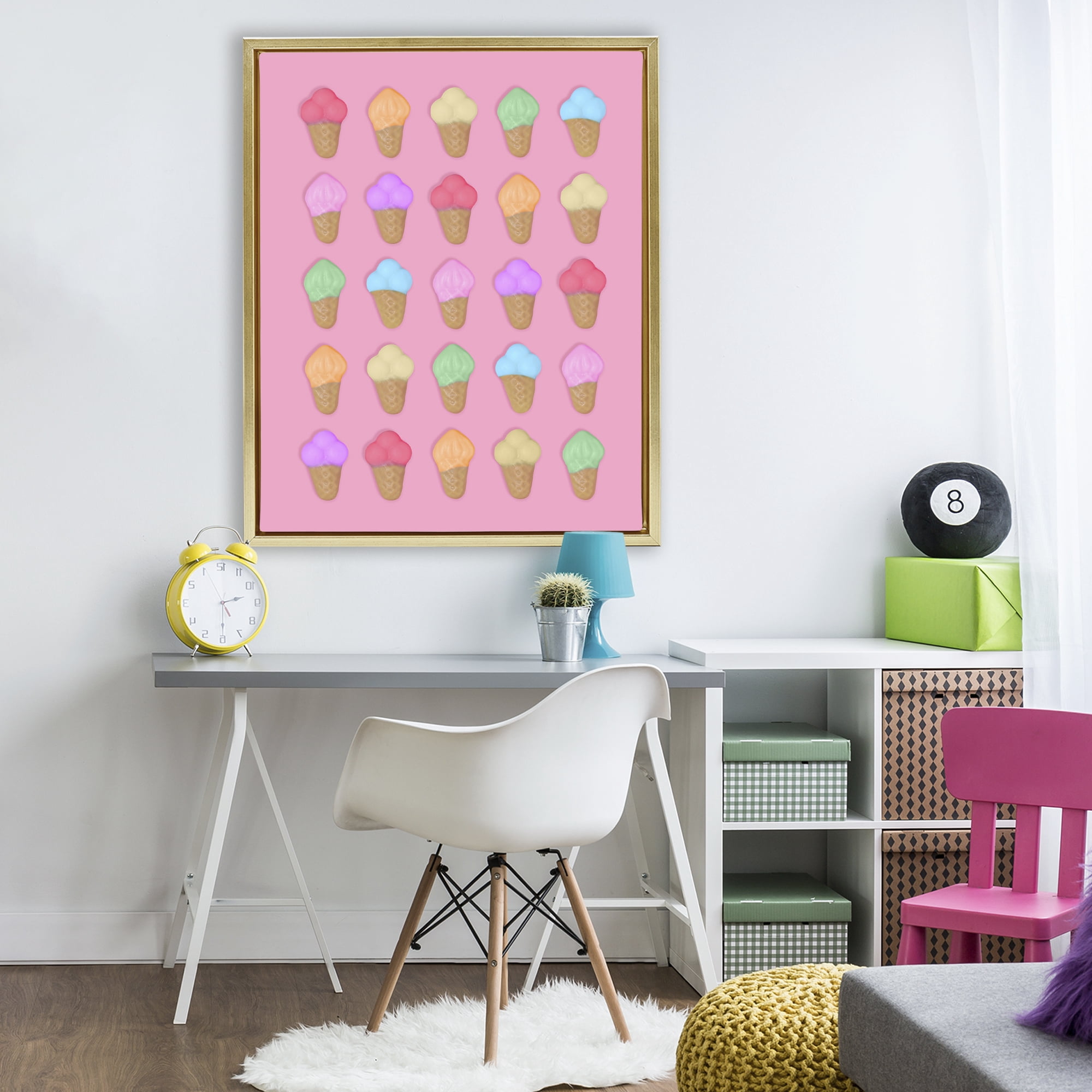 Stupell Industries Ice Cream Candies on Pink Gold Framed Floater Canvas Wall Art, design by LISH Creative